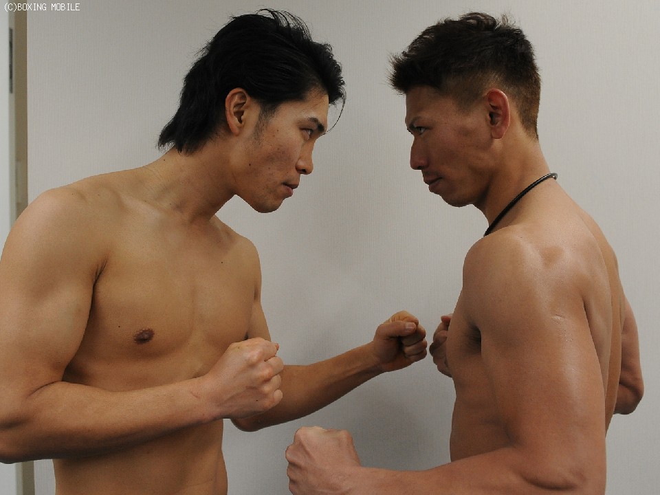 睨み合った稲垣と藤中