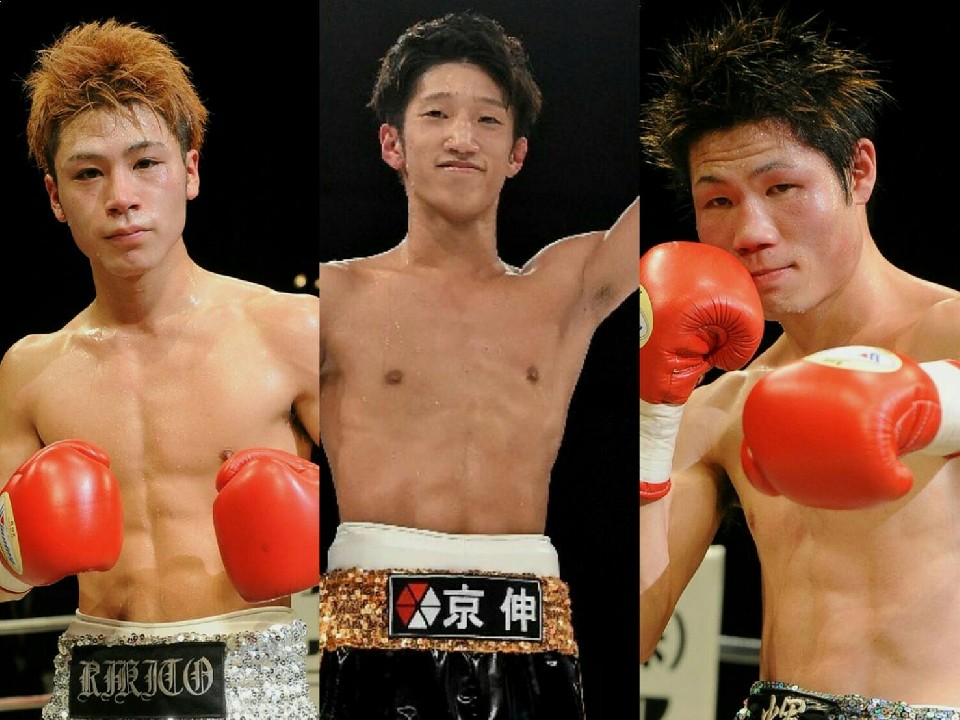 大成ジムは左から服部、秋月、松岡がランク入り